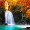 Textil Ersatzdruck Wasserfall Im Wald Panorama Zoom